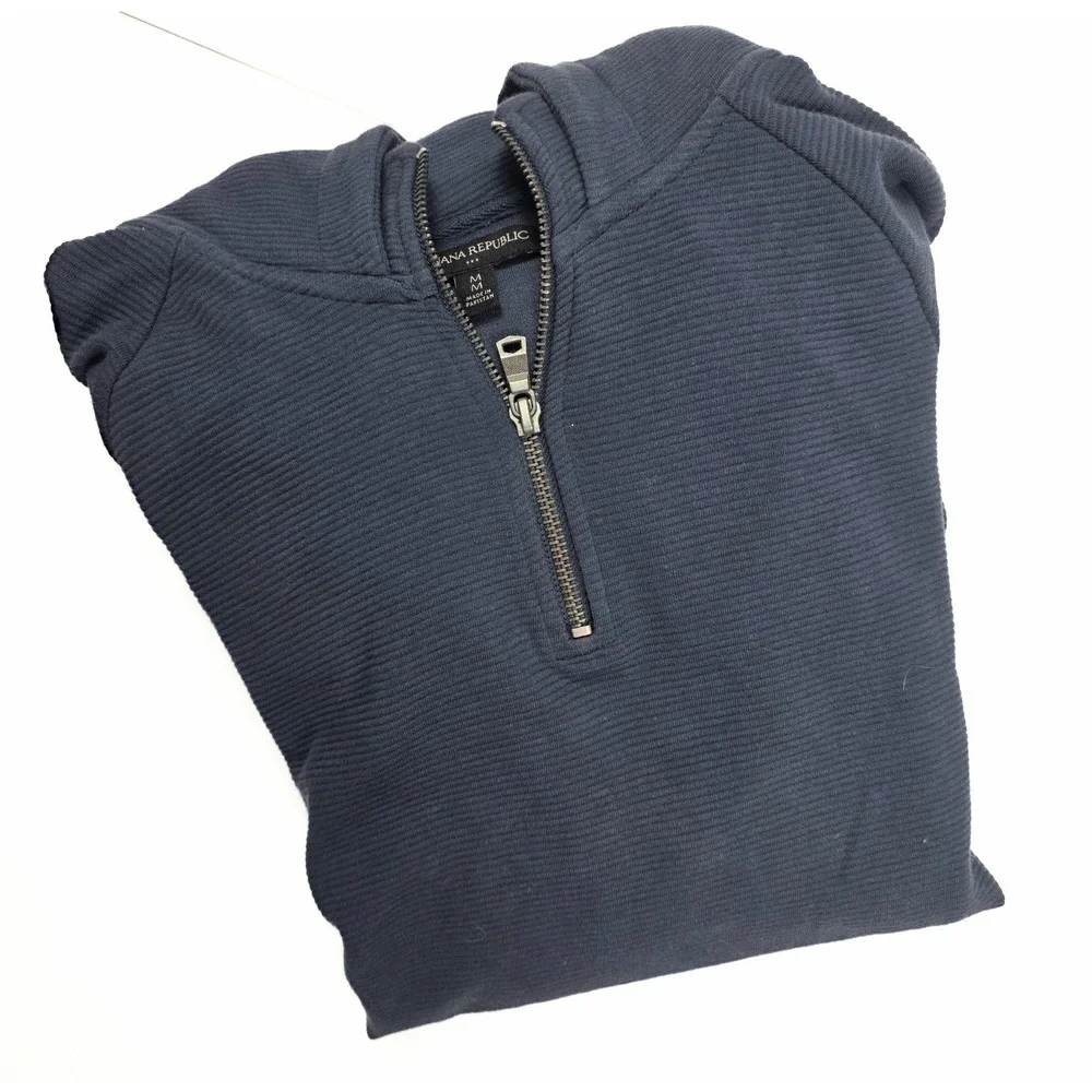 Banana Republic Navy‎ Long Sleeve 1/4 Zip Pullover Hoodie Men's Size Medium
